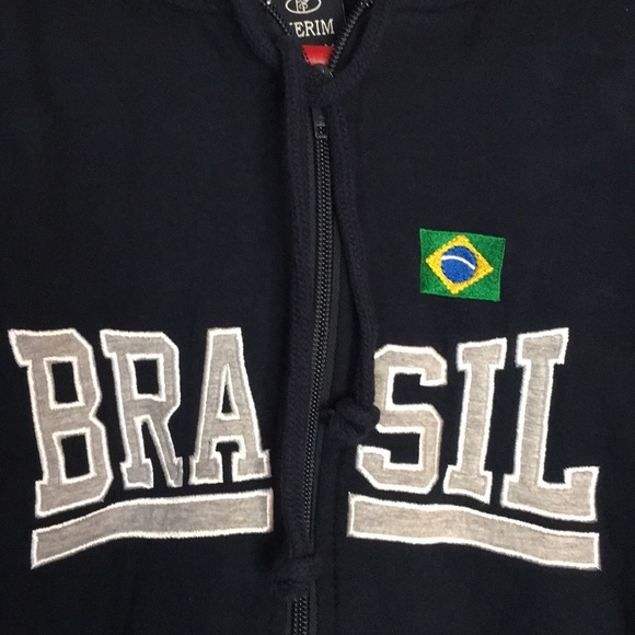 Youth Navy Blue Brasil Zipper light Hooded Jacket - Picture 4 of 11
